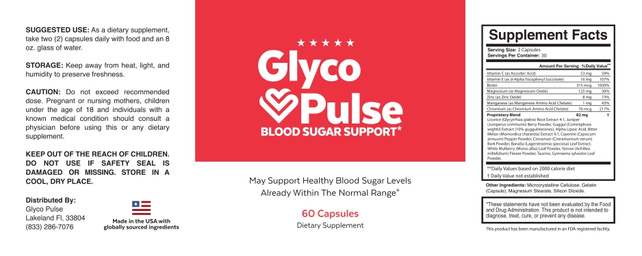 Glyco Pulse supplement facts and ingredient label